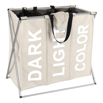 WENKO 3440113100 - Кош за пране TRIO 63x57 cm бежов/черен/сребрист