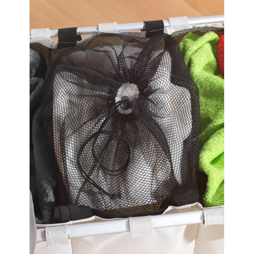 WENKO 3440113100 - Кош за пране TRIO 63x57 cm бежов/черен/сребрист