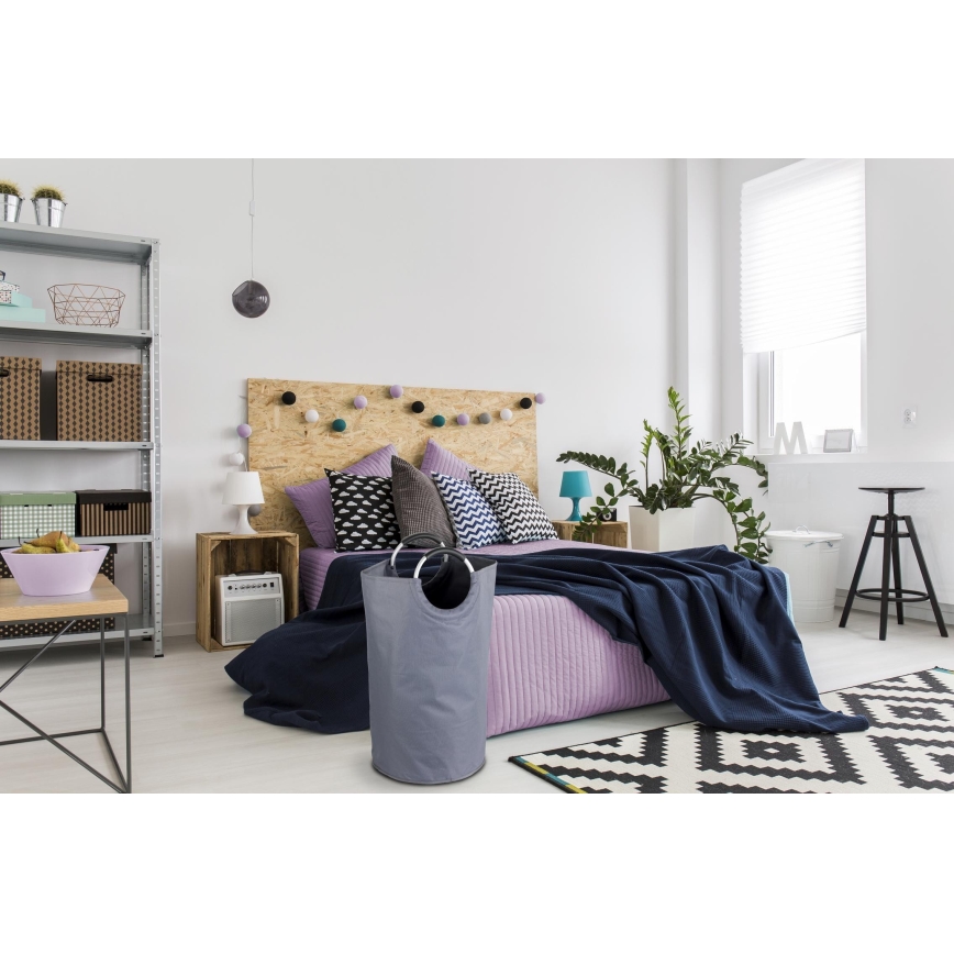 WENKO 3440803100 - Кош за пране JUMBO 38x72 cm антрацит/сребрист/черен