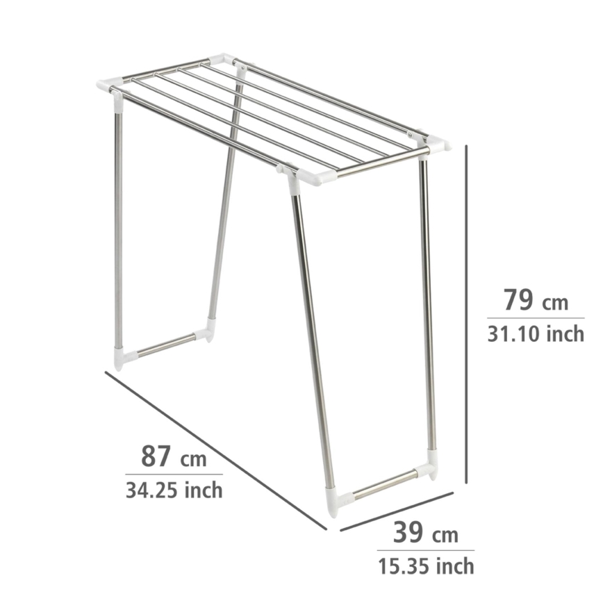 WENKO 3774020100 - Сушилник за пране PROFI SINGLE 87 x 79 см неръждаема стомана/сребрист/бял