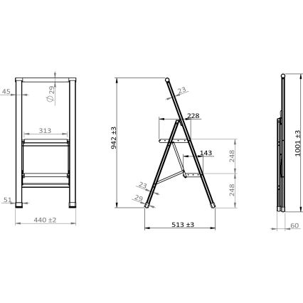 WENKO 50482100 - Стълба ALU-DESIGN 44x101 см черна