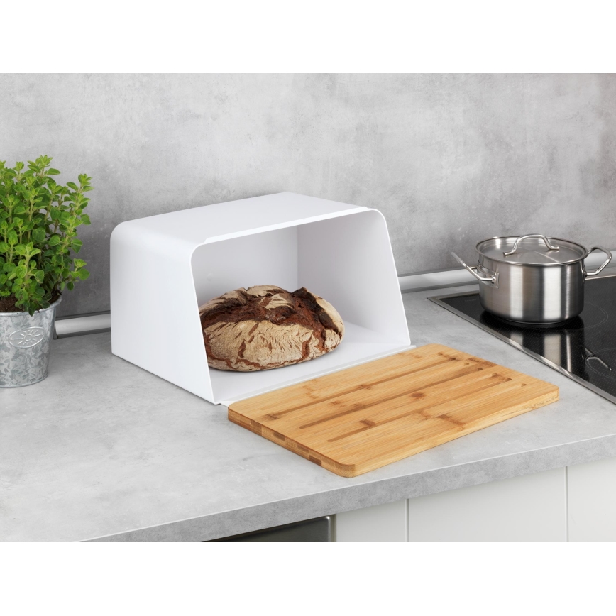 WENKO 54099100 - Кутия за хляб KUBO 35x26,5 cm бяла/кафява