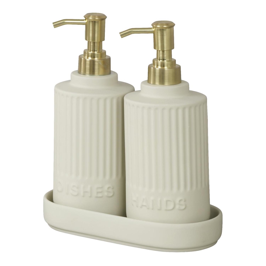 WENKO 54651100 - Дозатор за течен сапун HEIDI 19x21 cm кремав/златист/бял