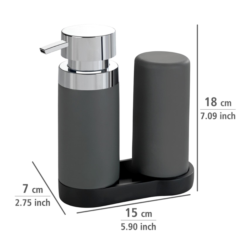 WENKO 54735100 - Станция за миене EASY SQUEEZ-E 15x18 cm сива/сива