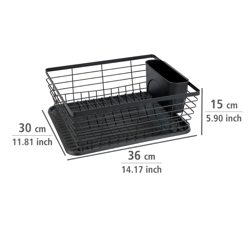 WENKO 54766100 - Оцедник за съдове BLACK OUTDOOR KITCHEN 36x30 cm черен/черен