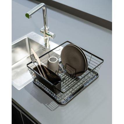 WENKO 54766100 - Оцедник за съдове BLACK OUTDOOR KITCHEN 36x30 cm черен/черен