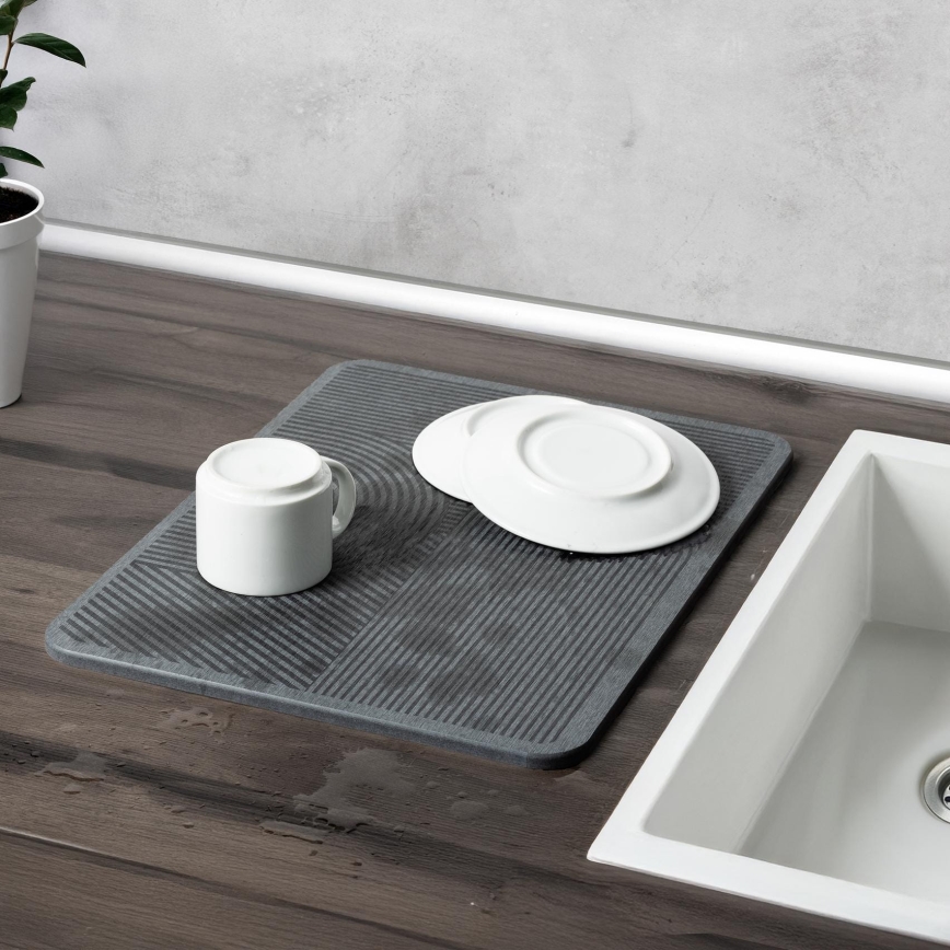 WENKO 54955100 - Подложка за отцеждане DAMON 40x30 cm диатомит/сив