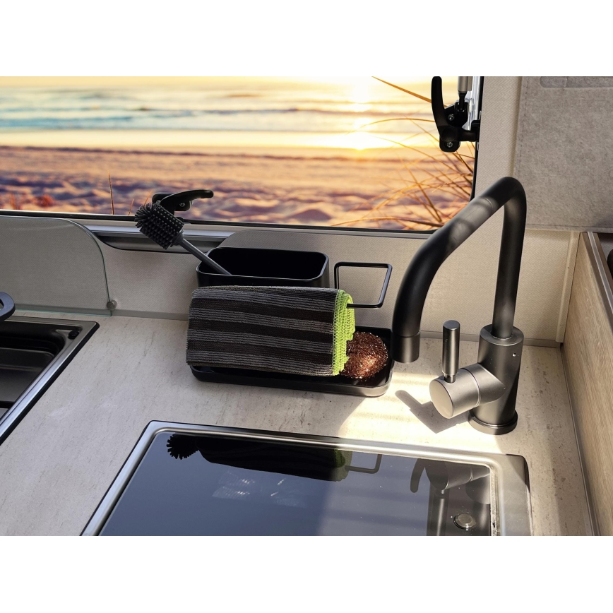 WENKO 55078100 - Органайзер BLACK OUTDOOR KITCHEN 21x12 cm неръждаема стомана/черен