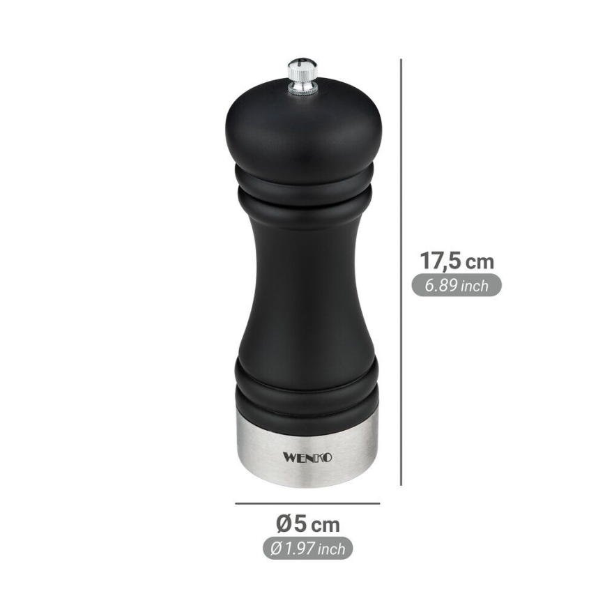 WENKO 55083100-Мелничка за пипер BLACK OUTDOOR KITCHEN 5x17,5 cm черна/бяла