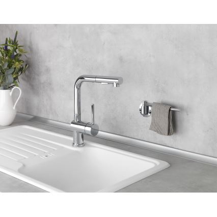 WENKO 5639100 - Държач за кухненски кърпи TURBO-LOC KÜCHE 23x6,5 cm неръждаема стомана/сребрист