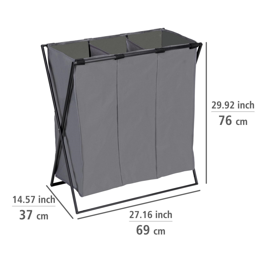 WENKO 71297800 - Кош за пране TRIO 69x76 cm сив/черен