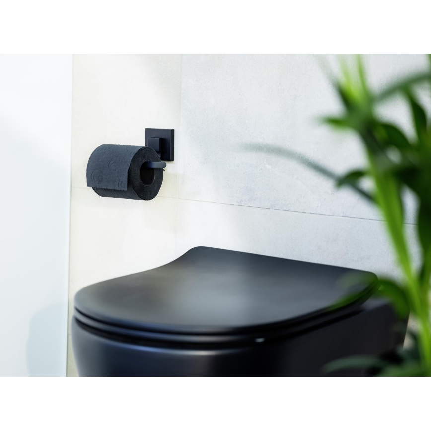 WENKO 71447800 - Държач за тоалетна хартия VACUUM-LOC QUADRO ED 14x11 cm черен