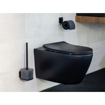 WENKO 71447800 - Държач за тоалетна хартия VACUUM-LOC QUADRO ED 14x11 cm черен