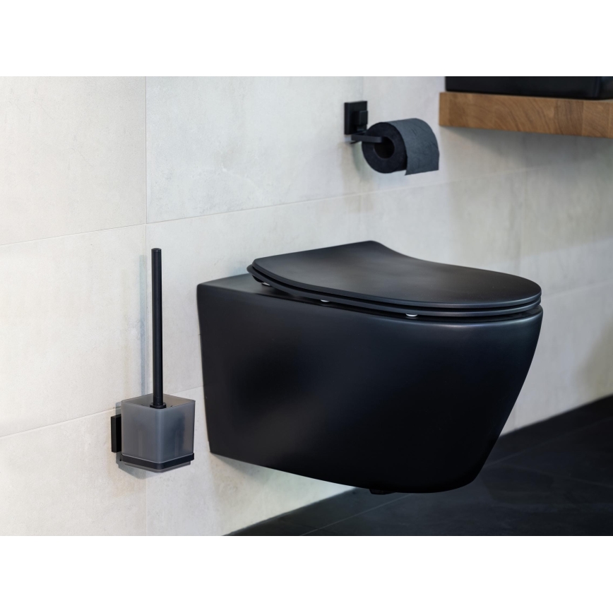 WENKO 71450800 - комплект за WC VACUUM-LOC QUADRO ED 9,5x37 cm черен