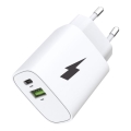 Winner Group - Адаптер за бързо зареждане 1xUSB-C + 1xUSB-A PD 20W бял
