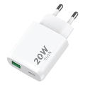 Winner Group - Адаптер за бързо зареждане 1xUSB-C + 1xUSB-A Power Delivery 20W бял