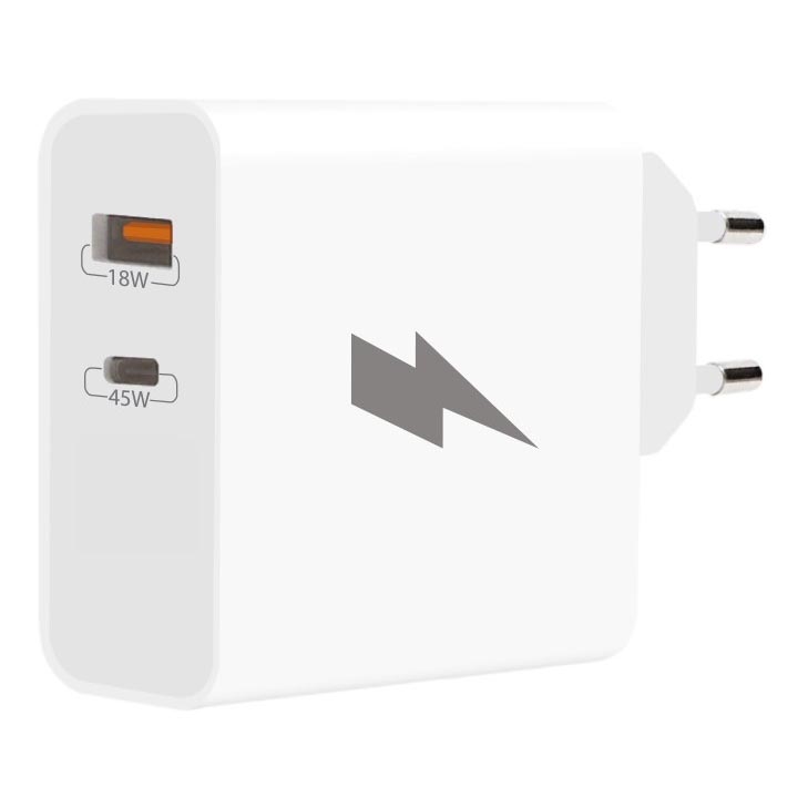 Winner Group - Адаптер за бързо зареждане 1xUSB-C + 1xUSB-A Power Delivery 45W бял