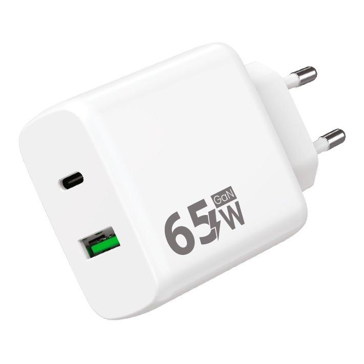 Winner Group - Адаптер за бързо зареждане 1xUSB-C + 1xUSB-A Power Delivery 65W бял