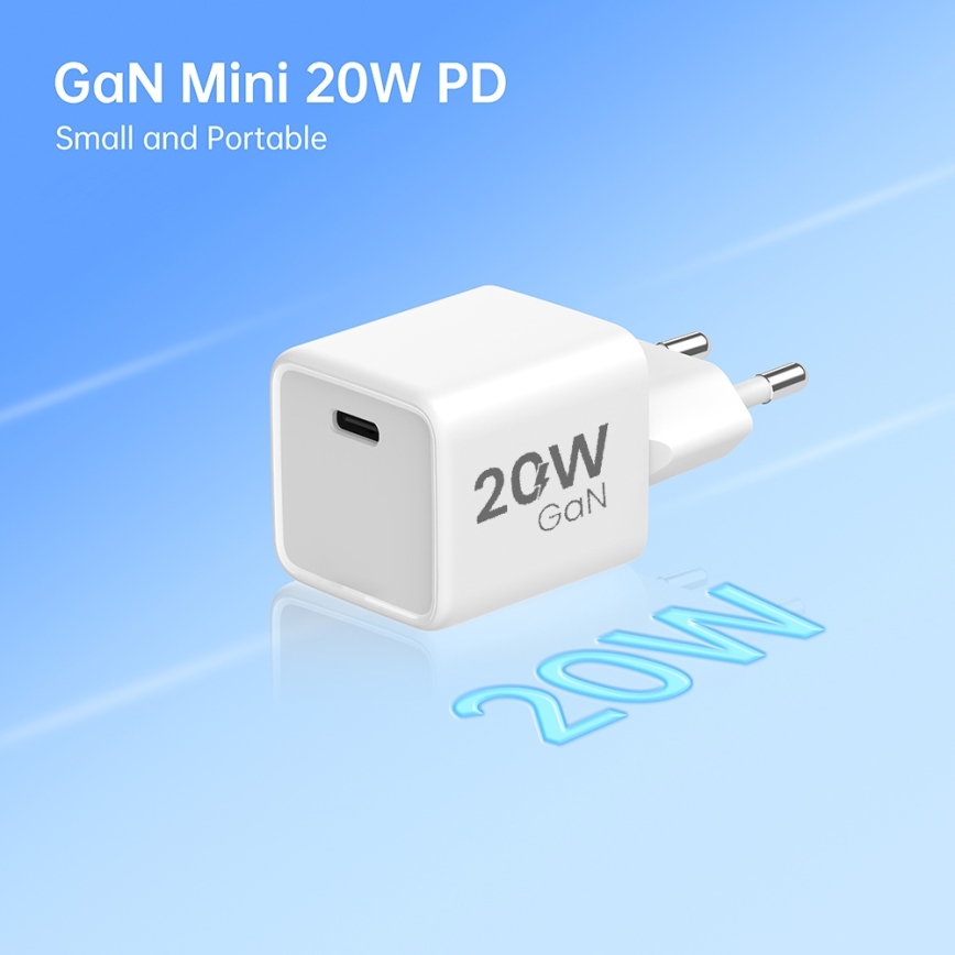 Winner Group- Адаптер за бързо зареждане 1xUSB-C PD 20W + USB кабел USB-C / USB-C 1m