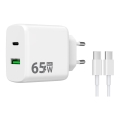 Winner Group - Адаптер за бързо зареждане 2xUSB PD 65W + USB кабел USB-C / USB-C 1m
