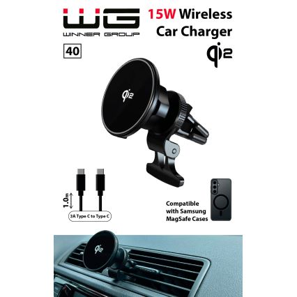 Winner Group - Безжично зарядно устройство и държач за кола 15W Qi2 MagSafe