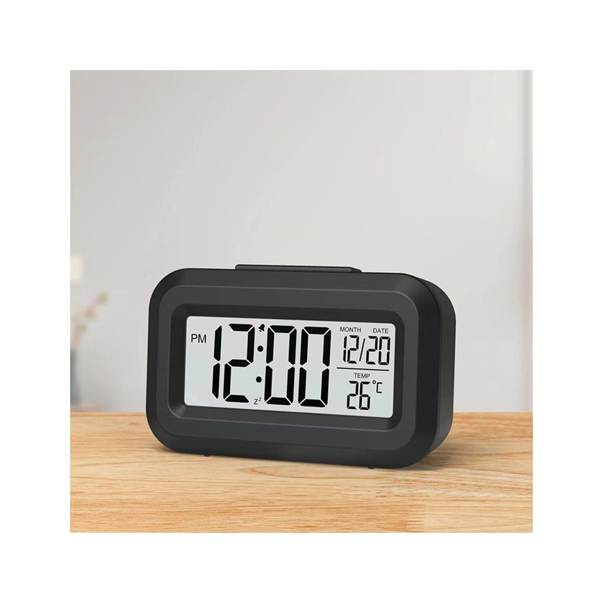 Winner Group - Будилник с LCD дисплей и термометър 2xAAA черен