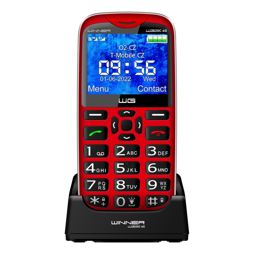 Winner Group - Мобилен телефон за възрастни хора 1600 mAh червен