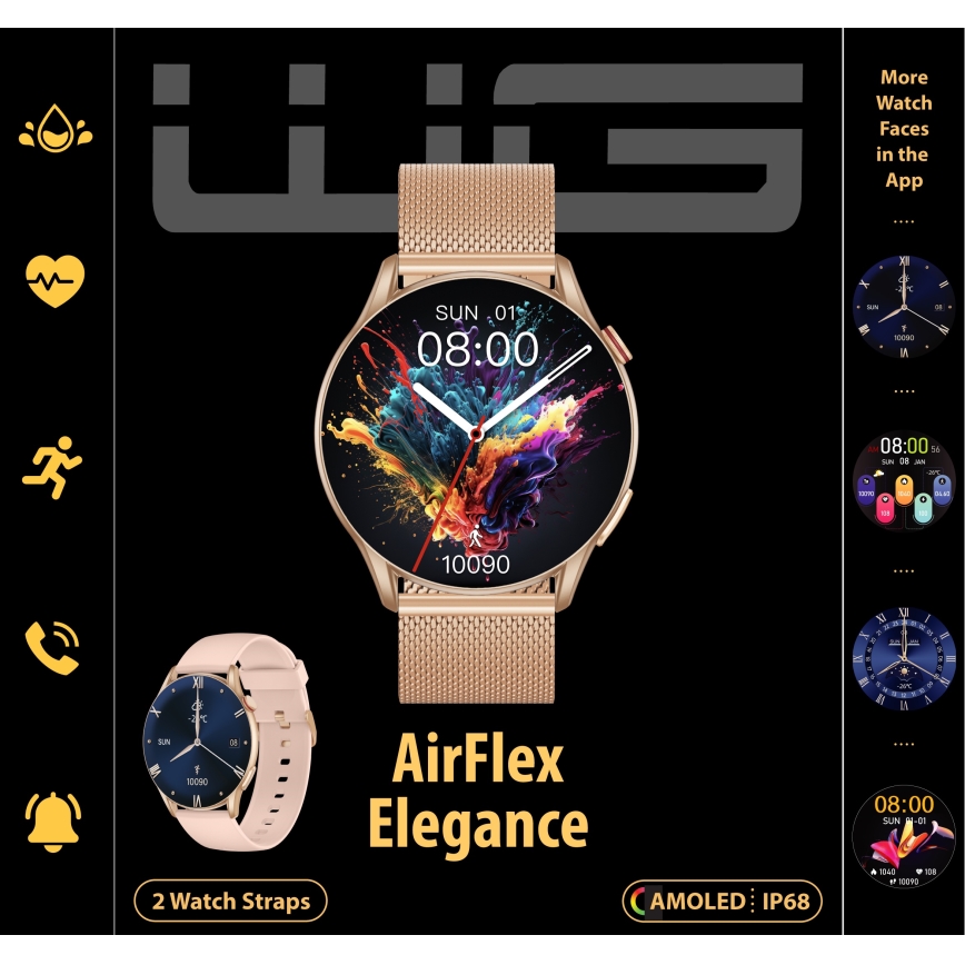 Winner Group - Смарт часовник AirFlex 2 Elegance 280 mAh IP68 златист