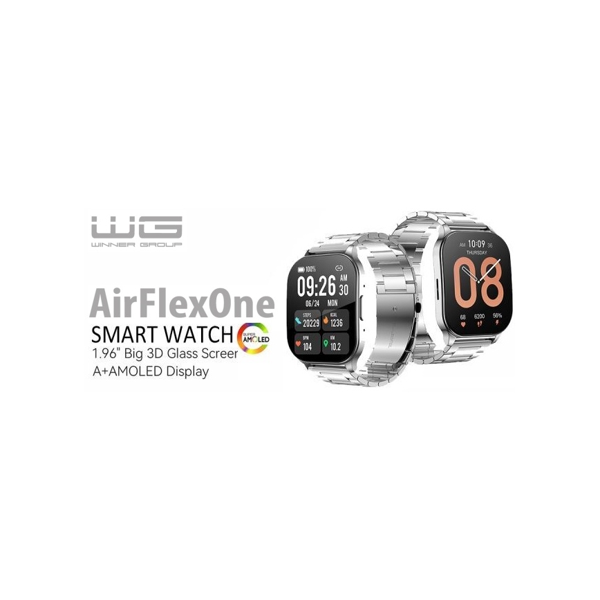 Winner Group - Смарт часовник AirFlexOn 300 mAh IP68 сребрист