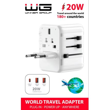 Winner Group - Travel бързо зареждане адаптер Power Delivery 20W бял