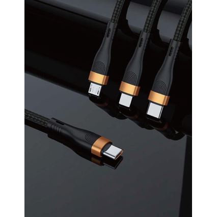 Winner Group -USB кабел 3в1 USB-C / Lightning, USB-C и Micro USB 100W 1,5m черен