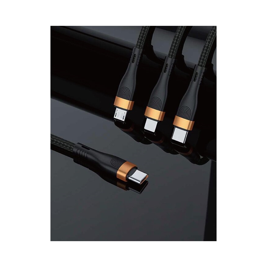 Winner Group -USB кабел 3в1 USB-C / Lightning, USB-C и Micro USB 100W 1,5m черен