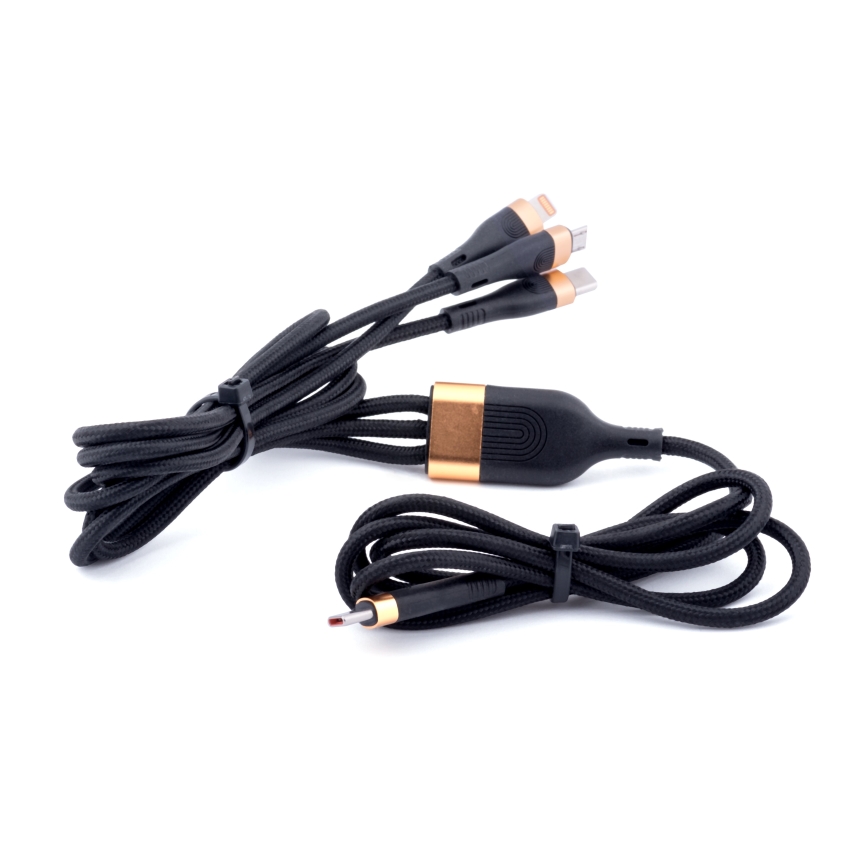 Winner Group -USB кабел 3в1 USB-C / Lightning, USB-C и Micro USB 100W 1,5m черен