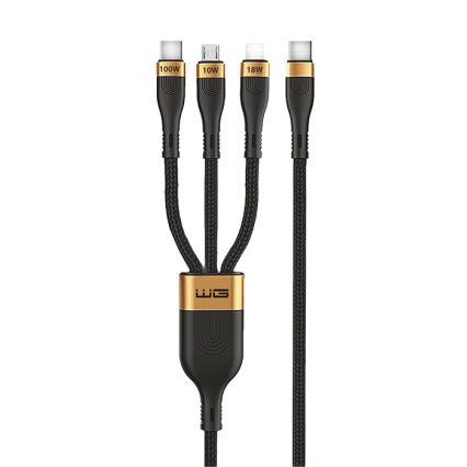 Winner Group -USB кабел 3в1 USB-C / Lightning, USB-C и Micro USB 100W 1,5m черен