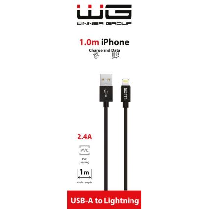 Winner Group - USB кабел Lightning / USB-A 1m черен