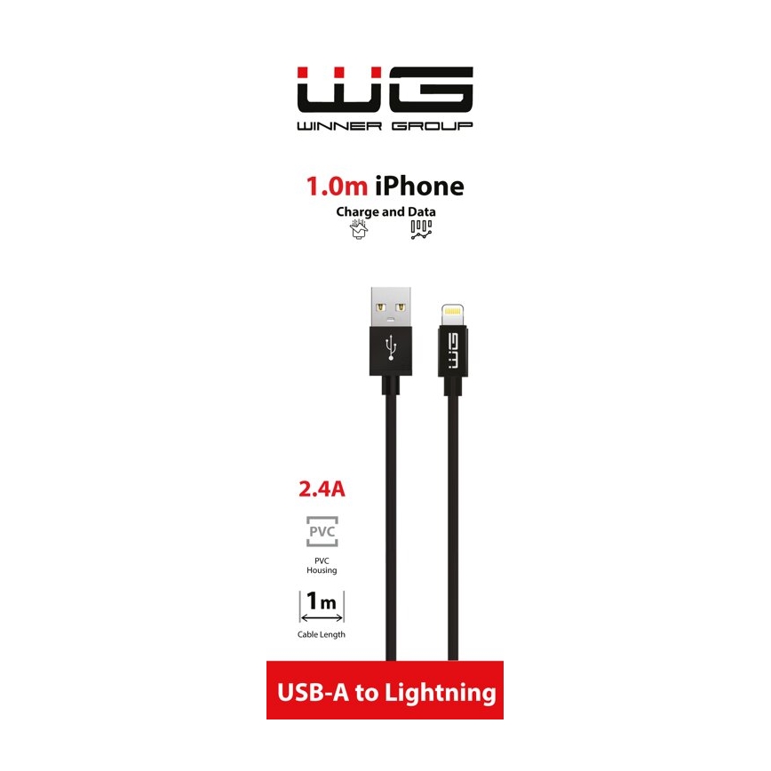 Winner Group - USB кабел Lightning / USB-A 1m черен