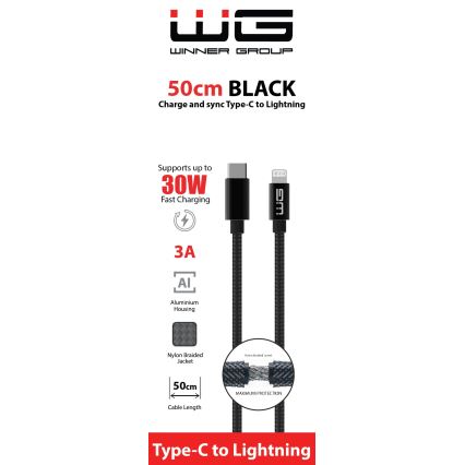 Winner Group - USB кабел Lightning / USB-C 60W 50 см черен