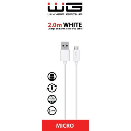 Winner Group - USB кабел Micro USB / USB-A 2m бял