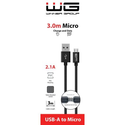 Winner Group - USB кабел Micro USB / USB-A 3m черен