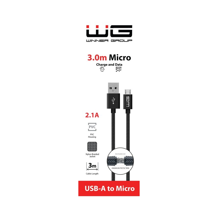 Winner Group - USB кабел Micro USB / USB-A 3m черен