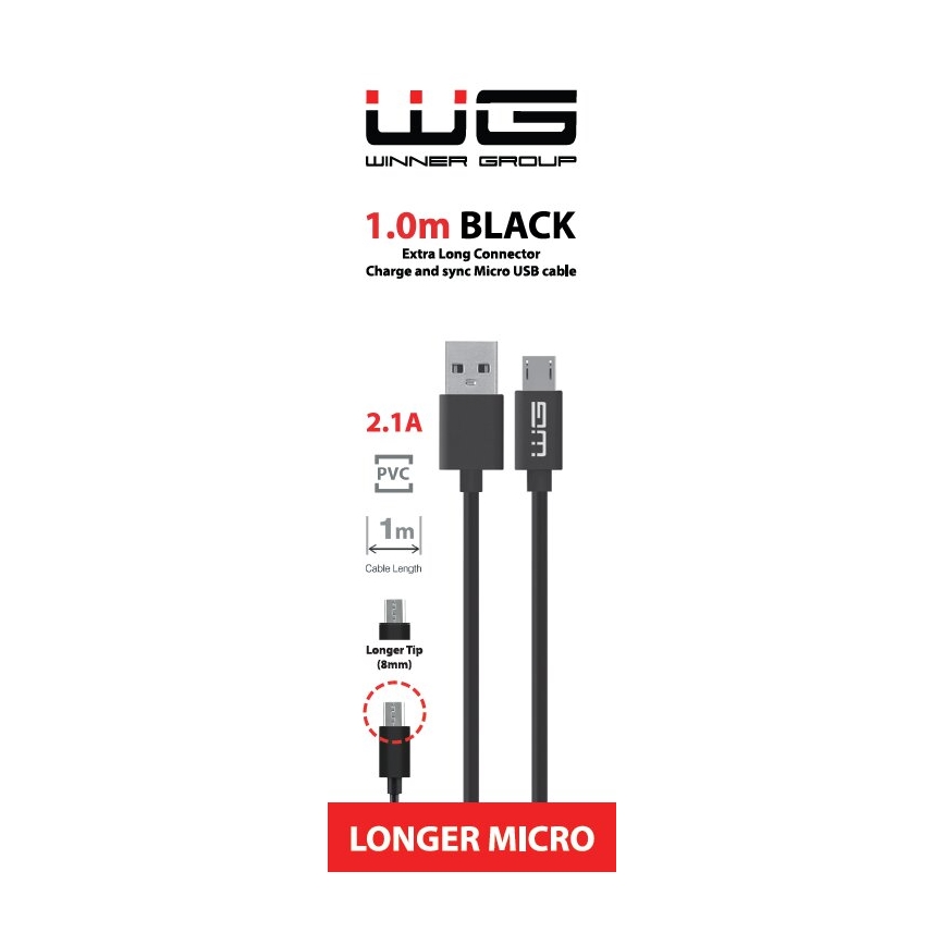 Winner Group - USB кабел удължен Micro USB / USB-A 1m черен