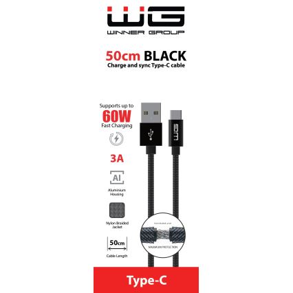 Winner Group - USB кабел USB-C / USB-A 50 см черен