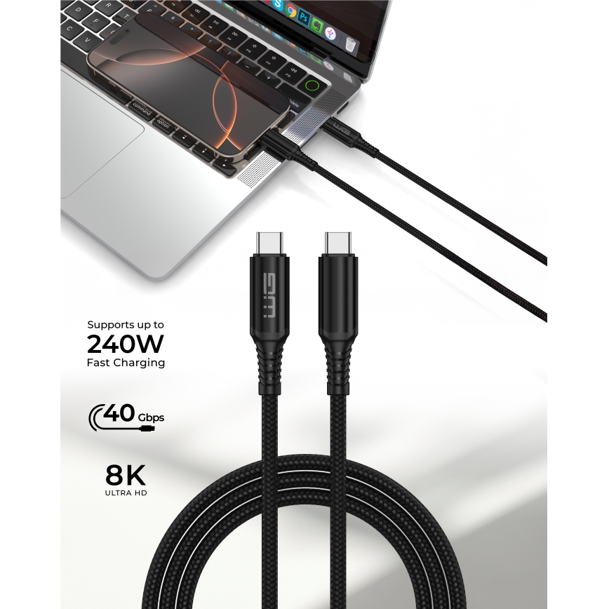 Winner Group - USB кабел USB-C / USB-C 240W 1m черен