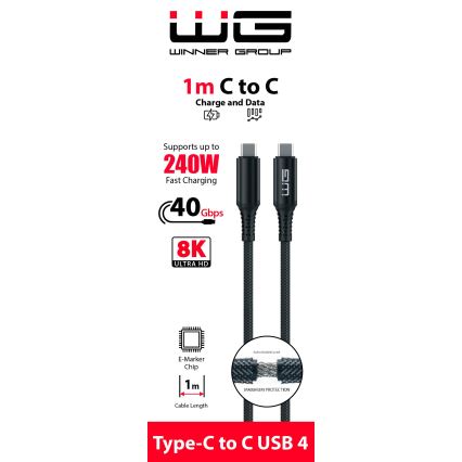 Winner Group - USB кабел USB-C / USB-C 240W 1m черен
