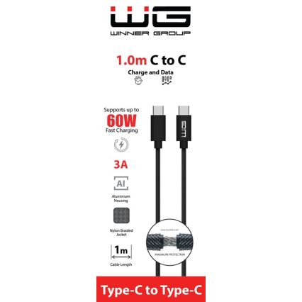 Winner Group - USB кабел USB-C / USB-C 60W 1m черен