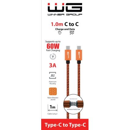 Winner Group - USB кабел USB-C / USB-C 60W 1m оранжев