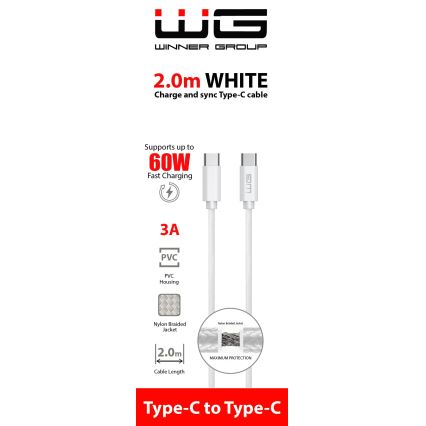 Winner Group - USB кабел USB-C / USB-C 60W 2m бял