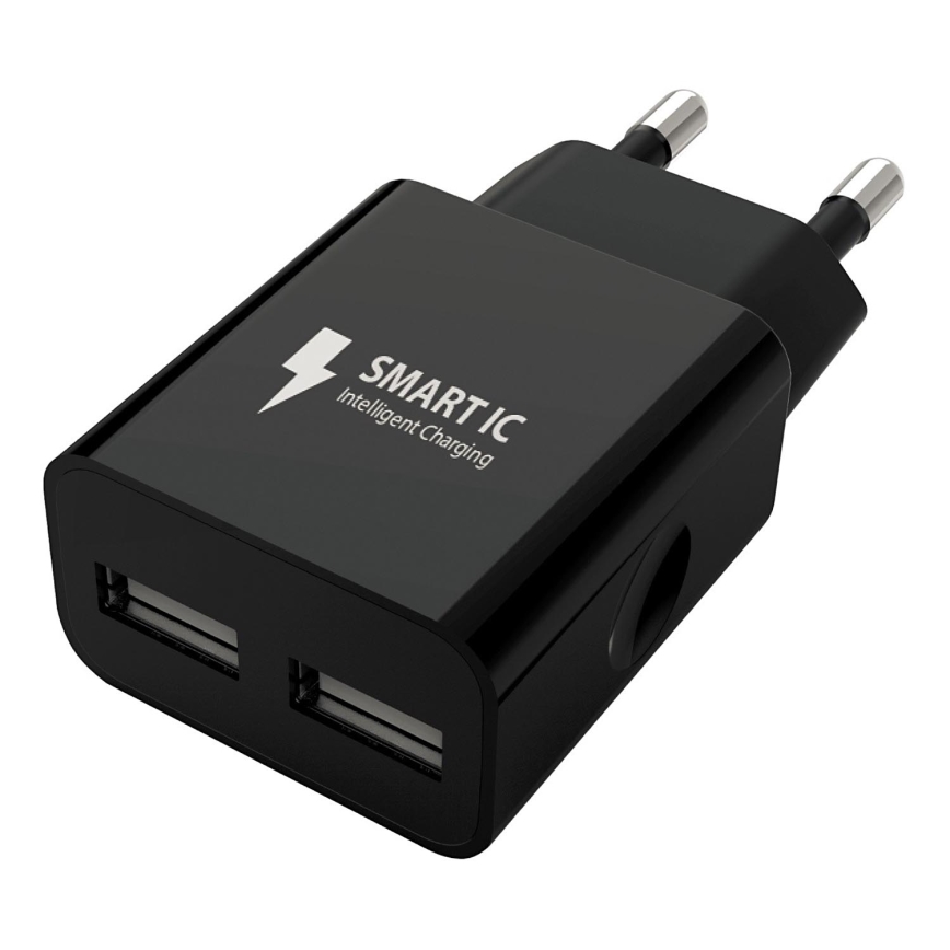 Winner Group - Зареждащ адаптер 2xUSB-A 12W черен