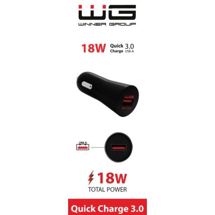 Winner Group - Зарядно за кола 1xUSB-A Power Delivery 18W черен
