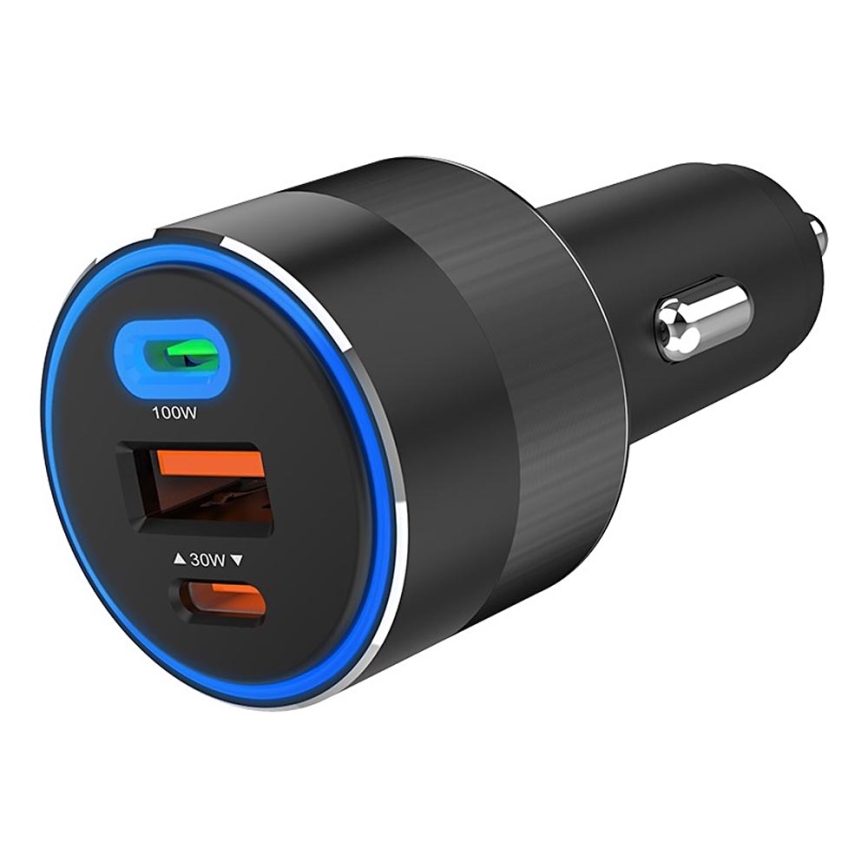Winner Group - Зарядно за кола 2xUSB-C + 1xUSB-A Power Delivery 130W черен